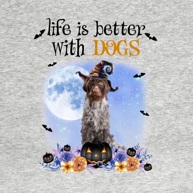 German Wirehaired Pointer Witch Hat Life Is Better With Dogs by Marcelo Nimtz